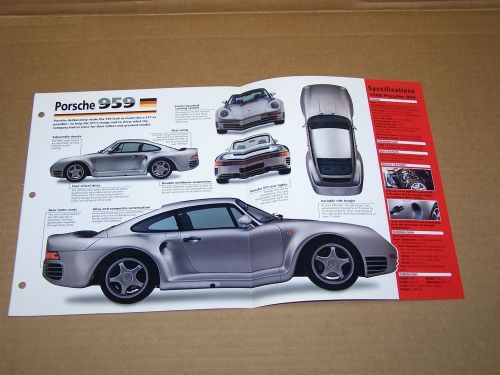 1988 porsche 959 original full color imp brochure spec sheet