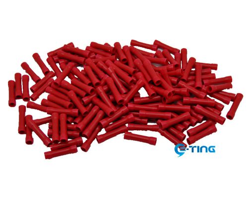 100x red 22-16awg insulated straight butt electrical connector crimp terminals