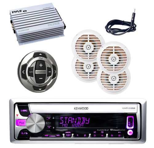 Marine kenwood cd/mp3  pandora receiver antenna,400w amp,4 speakers,wired remote