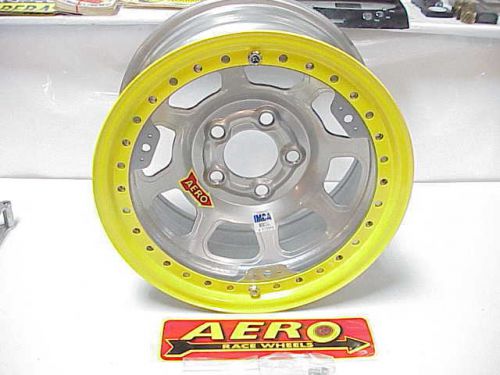 Aero silver 5 x 4-3/4 beadlock wheel 15&#034;x 8&#034; imca 4.5&#034; offset 53-084745 ump w9