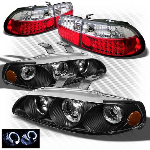 92-95 civic 3dr black projector headlights + r/c philips-led perform tail lights