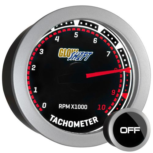 52mm 2 1/16&#034; glowshift smoked tinted lens tachometer gauge meter kit 10,000 rpm