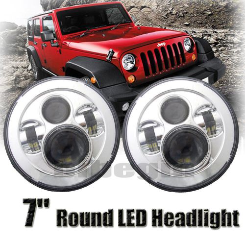 7&#034; 45w cree 4led black projector daymaker headlights for jeep wrangler jk/tj/lj