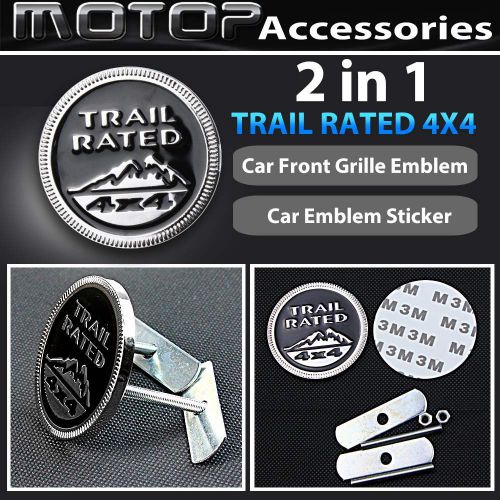 3d metal trail rated 4x4 racing front hood grille badge emblem decal sticker