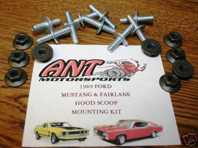 1969 ford mustang hood scoop mounting kit   18pcs.