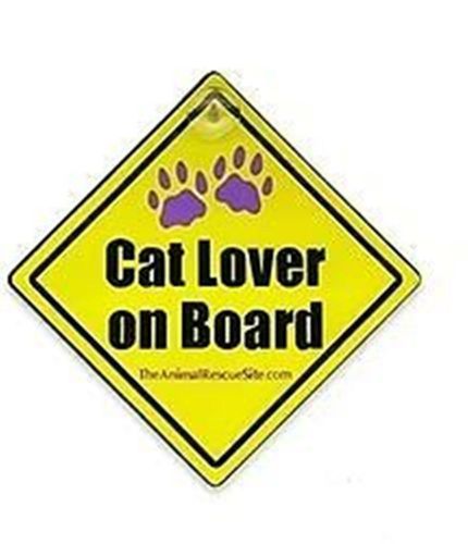 &#034;cat lover on board&#034; car window sign