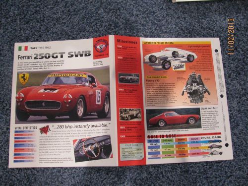 ★★ ferrari 250gt swb collector brochure specs info 62 250 gt ★★