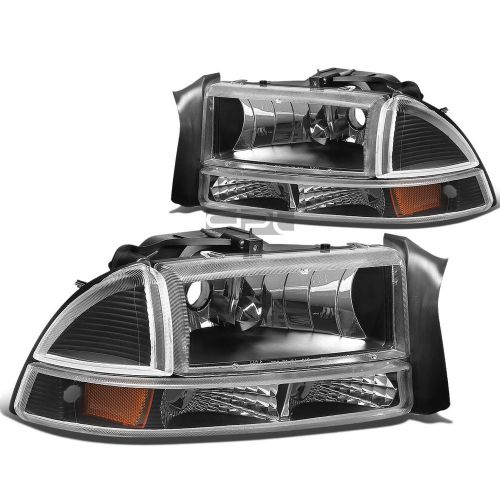 Black housing clear lens headlight+bumper amber corner for 97-04 dakota/durango