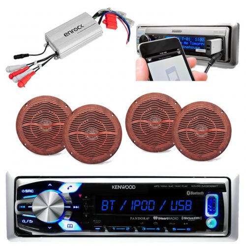 New kenwood boat usb iphone pandora receiver, 6.5&#034; wood grain speakers, 800w amp