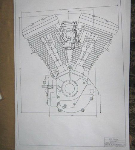 Harley davidson 80ci evolution engine blueprint hd poster print motorcycle 1340