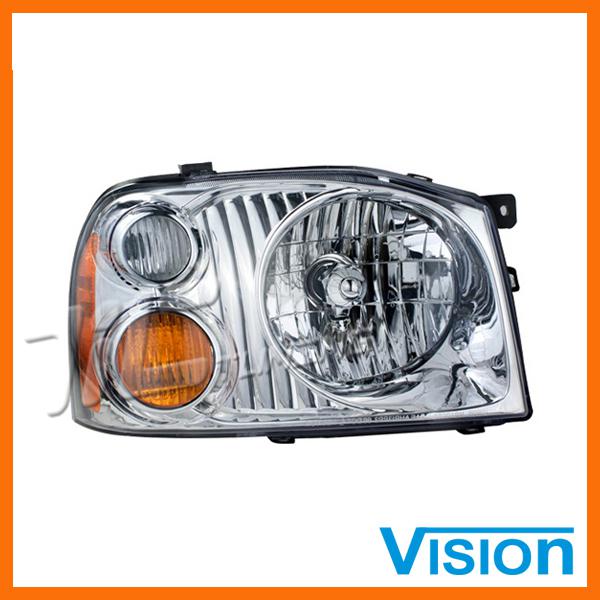 01-04 nissan frontier xe passenger r/h side head light lamp w/aluminized bezel