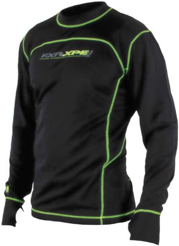 Fxr-snow vapour 100% merino base layer top/shirt,charcoal/hi-vis yellow,large/lg