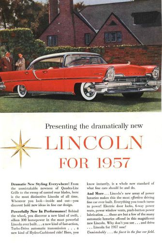 Vintage original 1957  lincoln  premiere  4  door  hardtop  ad - 6 1/2 &#034; x 10 &#034;