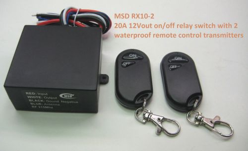 20a 12v on off contact relay switch with 2 wirless remote control key fob rx10-2