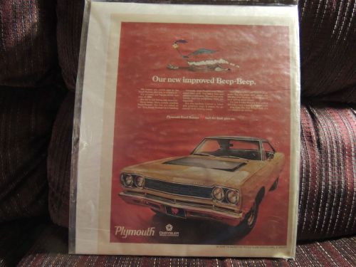 1968 plymouth road runner magazine ad 10 1/2&#034;x13&#034;