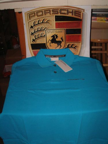 Porsche design selections new aqua blue polo shirt usa size xl, euro size xxl.