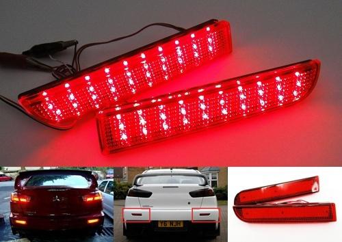 2x lancer evolution cz4a rvr red lens rear bumper reflector led tail brake light