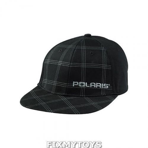 Oem polaris black plaid checkered teton fitted baseball cap hat size s/m