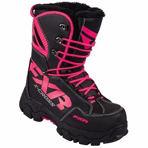 Fxr x-cross snowmobile boots water-resistant -40c women&#039;s size 9 black/fuchsia