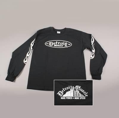 T-shirt cotton long sleeve detroit muscle/speed demon logo black men's med