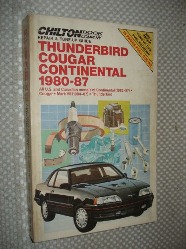 1980-1987 ford t-bird mercury cougar lincoln continental shop manual service 86