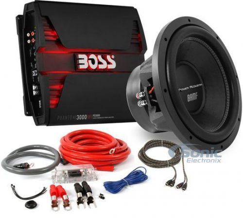 3000w boss + power acoustik bass bundle: pd3000 monoblock amp + 12&#034; sub &amp; kit