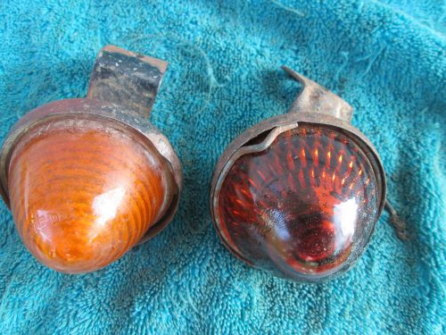 Rat rod amber glass light vintage hot rod antique harley indian turn signals