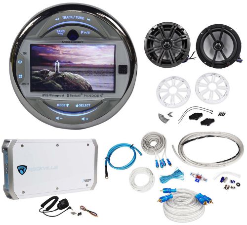 Dual mgh30bt marine cd stereo+(4) kicker 6.5” boat speakers+4 ch. amp+amp kit