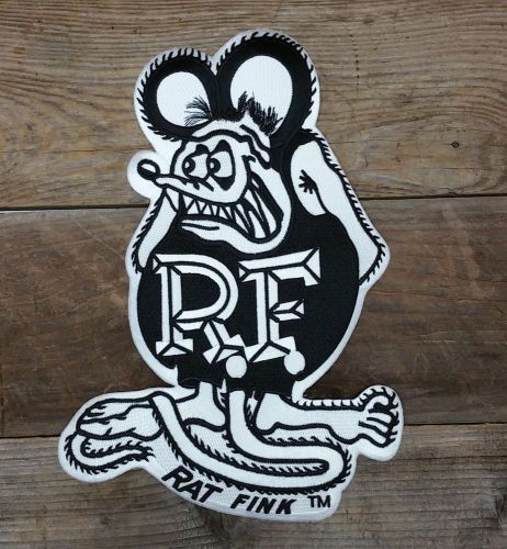 Large rat fink iron on jacket patch 12&#034; hot rod custom gasser vtg style ed roth