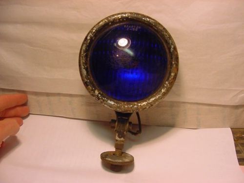 Antique spartan p-20 fog light cobalt blue glass lens ribbed inside