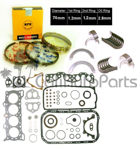 84-87 honda civic crx 1.5 ew1 ew2 d15a2 gasket &amp; engine bearings *re-ring kit*