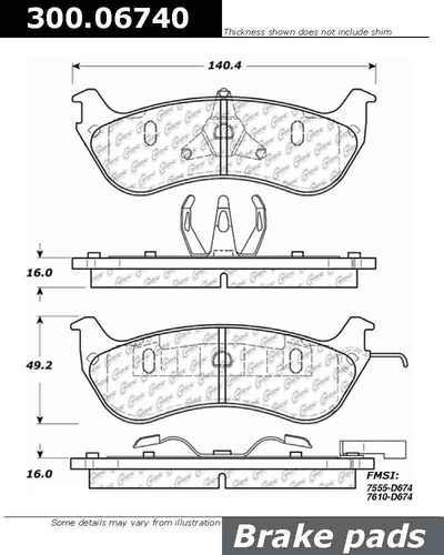 Centric 300.06740 brake pad or shoe, rear-premium semi-met pads w/shims