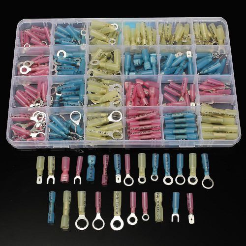 250pcs set heat shrink wire connector kit waterproof marine auto terminal + case