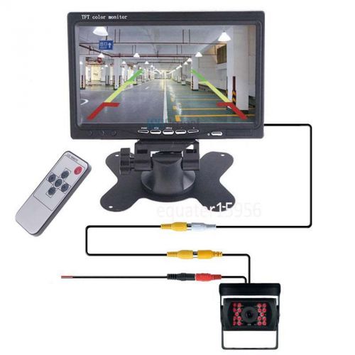 7&#034; tft lcd monitor car truck rear view backup camera night vision wired kit