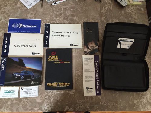 Saab 9-3 owner&#039;s manual book paperwork holder leather case 1999