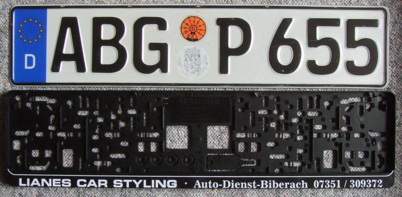 Genuine german license plate from germany with new frame porsche