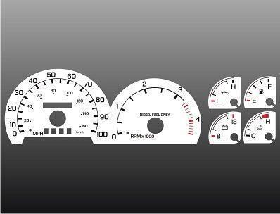 1999-2001 ford diesel powerstroke instrument cluster white face gauges 99-01