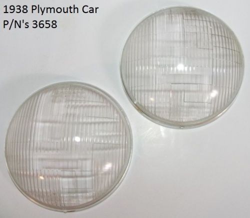 1938 plymouth car riteway headlamp lens lot of 2 p/n&#039;s 3658 corcoran-brown oem