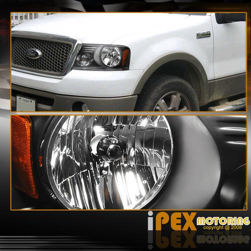 2004-2008 ford f150 f-150 [ crew/extended/standard cab ] black head light lamp