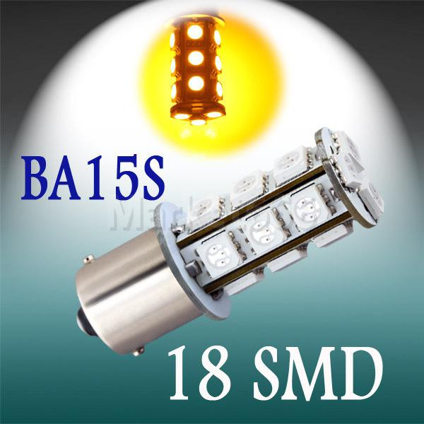 1156 ba15s 18 smd 5050 amber / yellow tail brake turn fog 18 led car light bulb