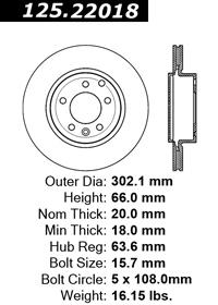 Centric 125.22018 rear brake rotor/disc-high carbon rotor-preferred