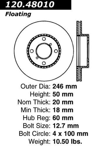 Centric 120.48010 front brake rotor/disc-premium rotor-preferred