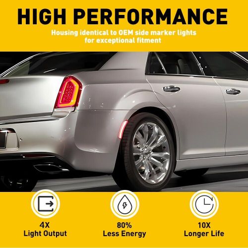 Red led rear fender side marker light for chrysler 300 2015-2023 smoke lens us