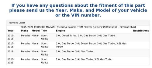 2015-2021 porsche macan - steering column trim / cover (lower) 95b953516e