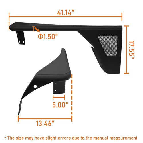 Hooke road pair textured steel front fender flares for 87-95 jeep wrangler yj