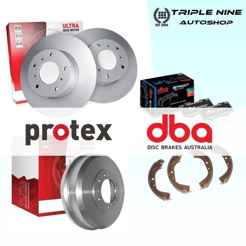 Protex &amp; dba front rear disc brake rotors pads drums shoes for toyota hilux