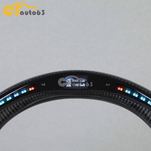 Led carbon fiber perforated leather steering wheel fits for nissan gtr r35 07-16