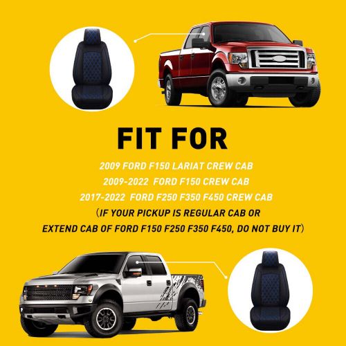 Pu leather pickup car seat cover for ford f-150 crew cab front rear 2009-2021