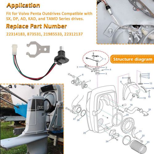 Trim tilt sender for volvo penta - potentiometer kit replaces 22314183 &amp; 873531