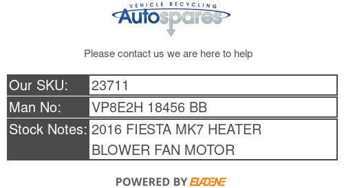 Ford fiesta mk7 2008-2018 heater blower fan motor vp8e2h 18456 bb